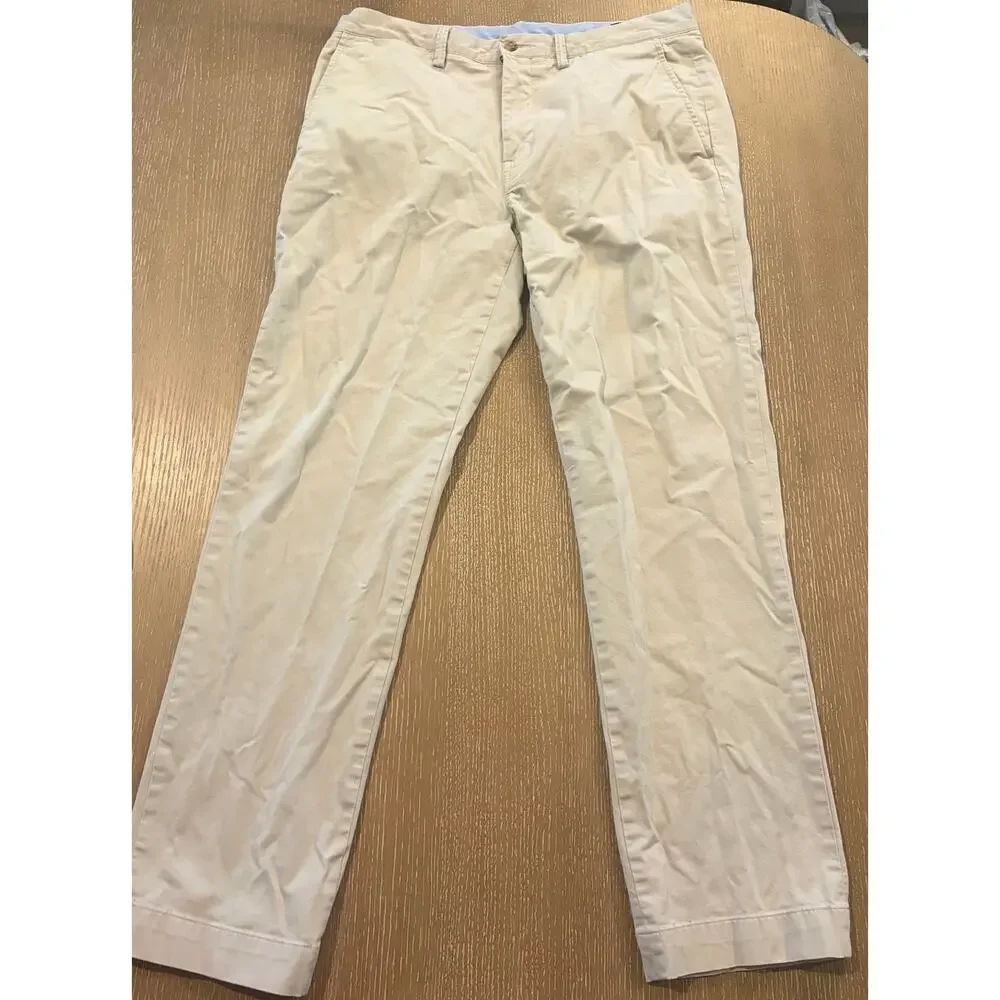 Polo Ralph Lauren Mens 34x32‎ Stretch Classic Fit Chino Pants Cotton Light Khaki